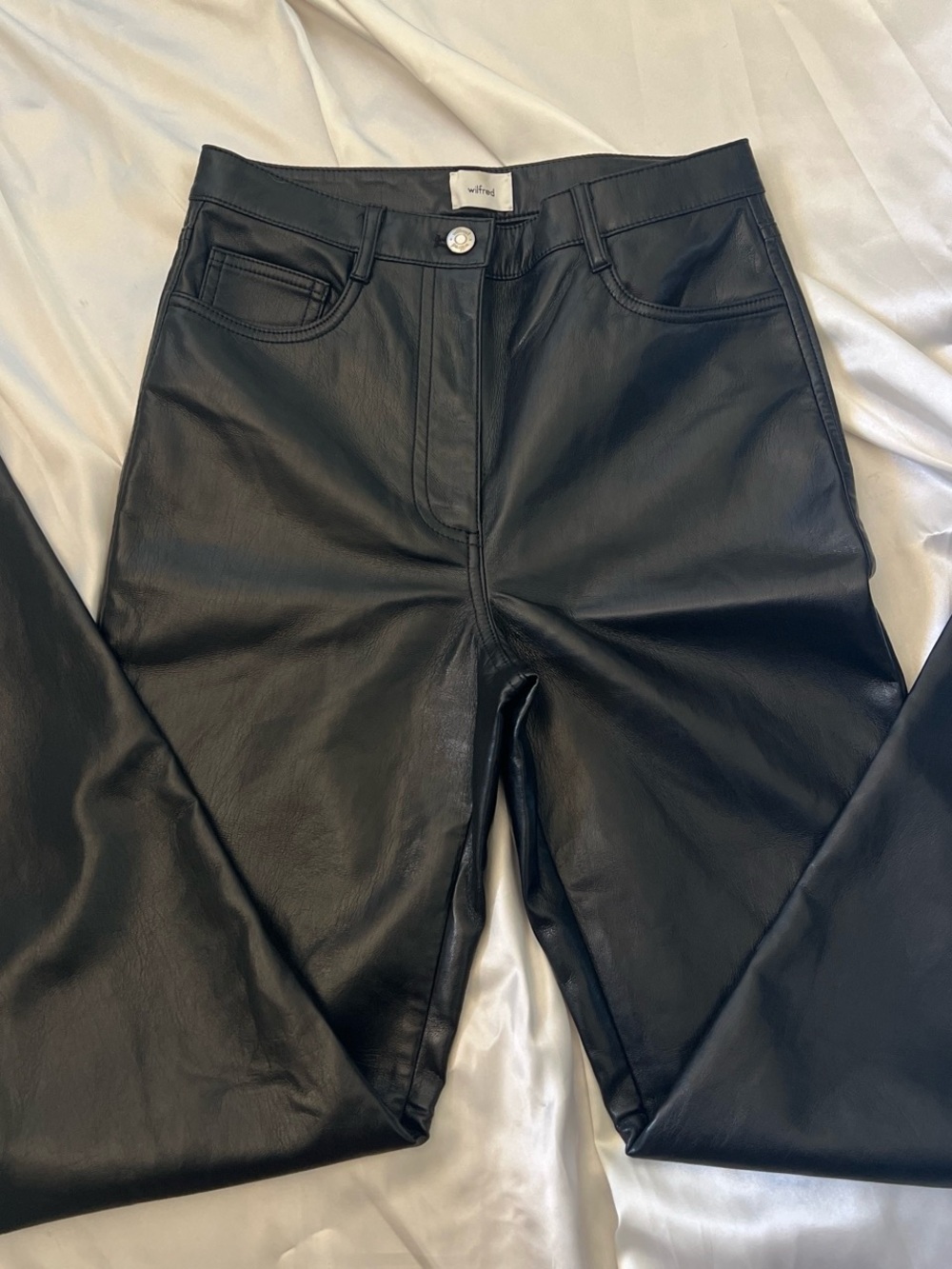 Wilfred Black Faux Leather Straight-Leg Jeans